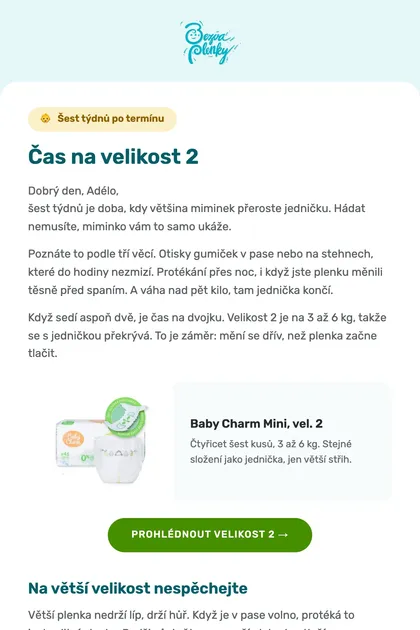 E‑mail podle věku miminka pro Bezvaplenky