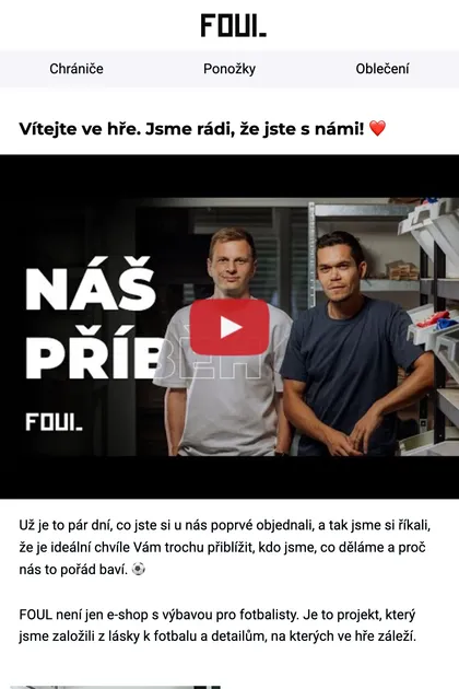 E‑mail po první objednávce pro Foul