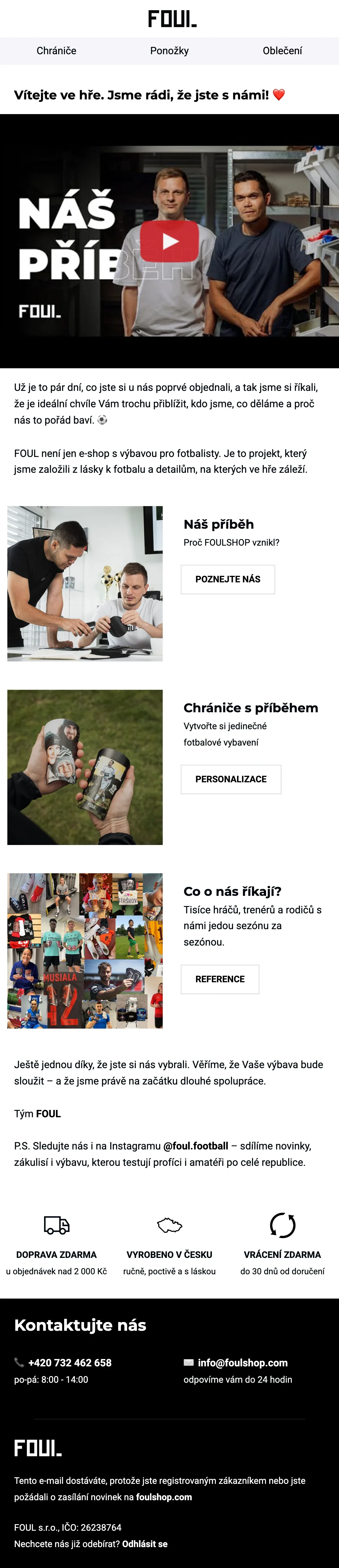 E-mailová šablona pro Foul – newsletter pro e-shop se sportovním oblečením