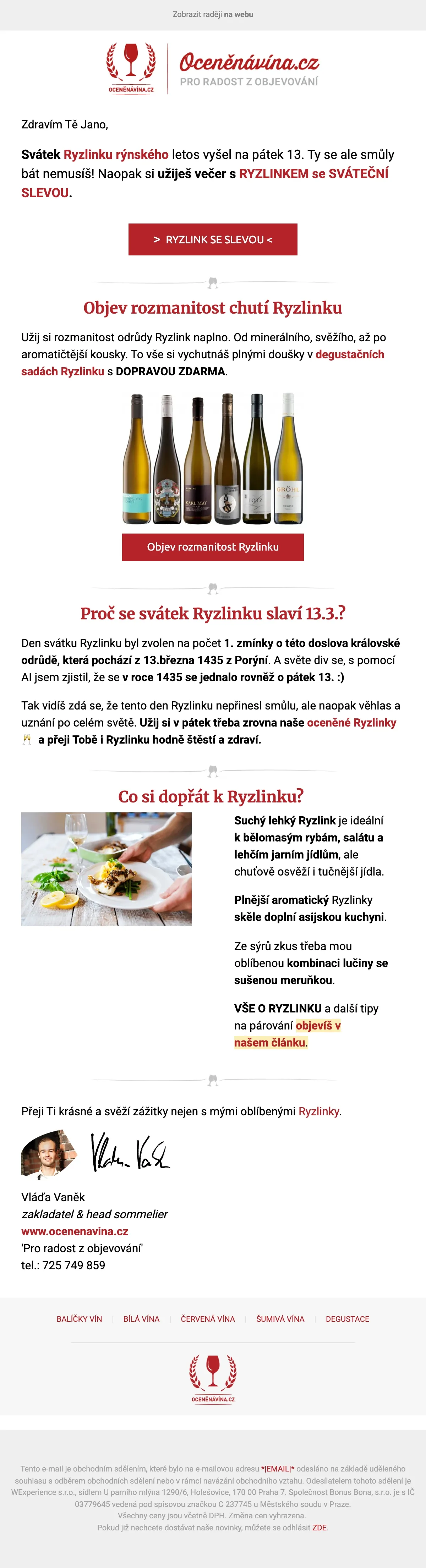 E-mailová šablona pro Océana Vína – newsletter pro prémiový e-shop s vínem